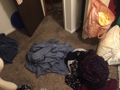 laundry floor piles